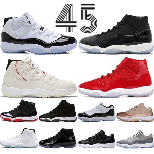 

concord high 45 11s platinum tint cap and gown men basketball shoes gym red bred barons space jams 11 mens sports sneakers designer trainers