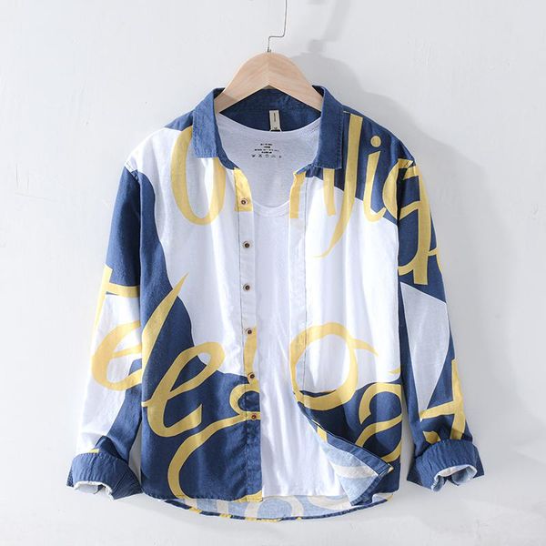 

2020 мужские рубашки с длинным рукавом печати 100% чистого льна летние повседневные рубашки человек синий отложной воротник рубашки мужские, White;black