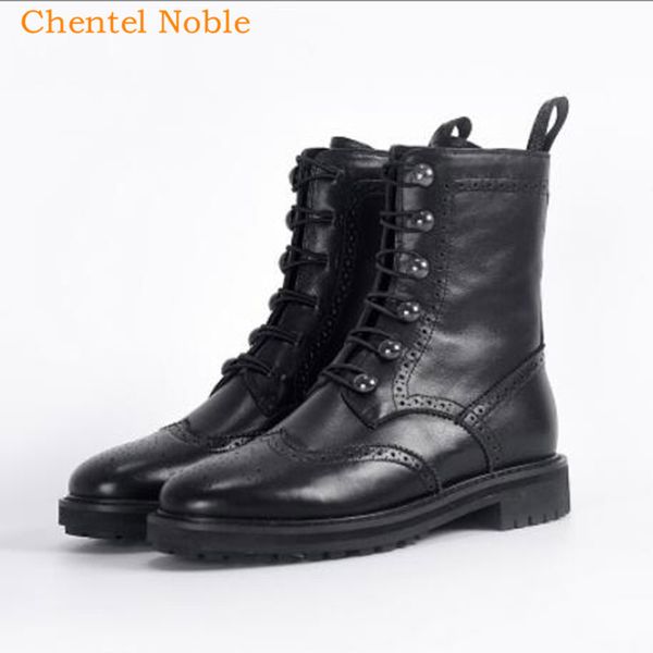

round toe lace up front bota feminina leather black shoes woman knight cowboy combat boot tide thigh high boots zapatos de mujer