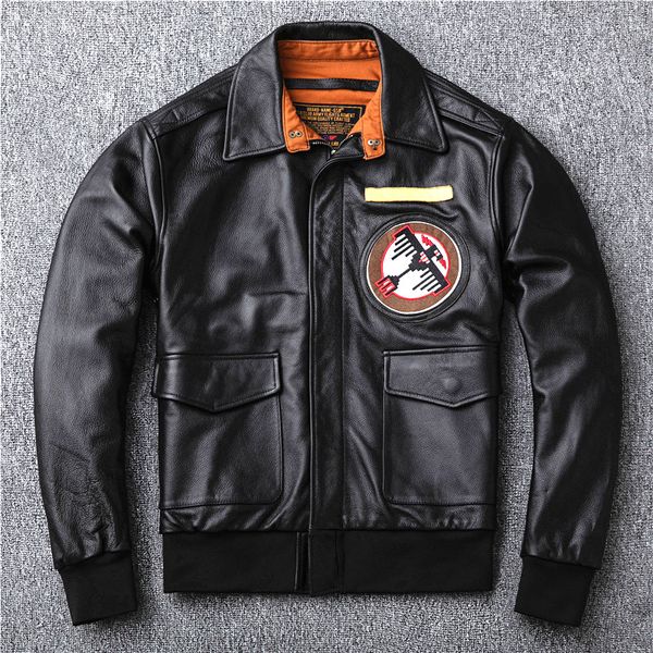 

factory new cow leather jacket for male men flight suit cowhide genuine leather real outer wear garment motocycle coat, Black