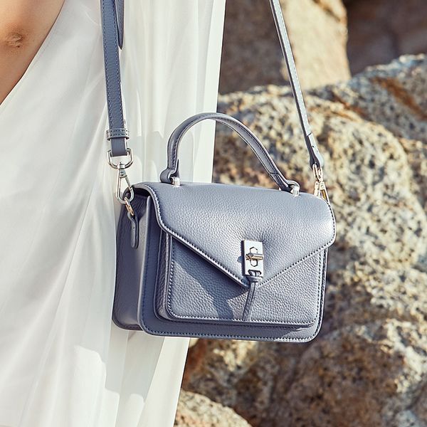 

fashion leather small bag women's new head layer cowhide women's bag simple fashion slanted shoulder small square