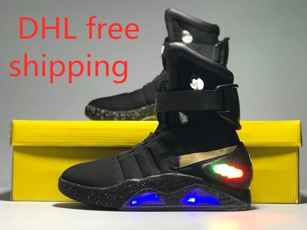 

limited edition air mag back to the future glow in the dark black sneakers marty mcfly's led shoes black mag marty mcflys boots with bo