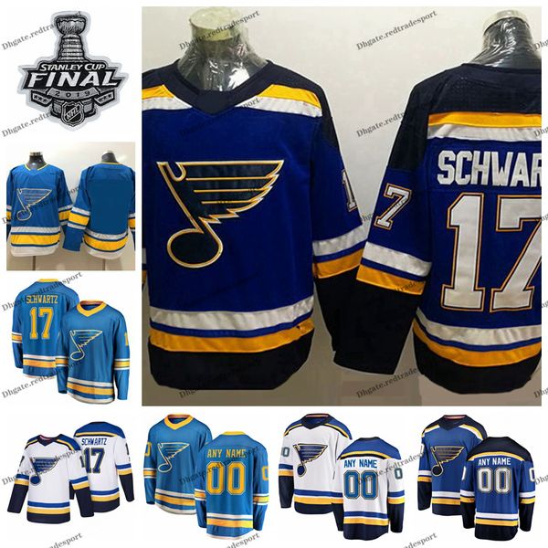 

2019 stanley cup final alternate customize jaden schwartz st. louis blues hockey jerseys 17 jaden schwartz navy blue stitched shirts s-xxxl, Black;red