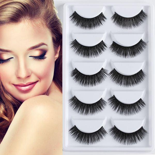 

5 pair 100% handmade real false eyelash wispy soft 3d mink hair false eyelashes makeup beauty fake eyelashes