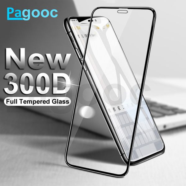 

300d full cover tempered protective glass on the for iphone x xs xr 6 6s 7 8 plus 11 pro xs max glass screen protector film case