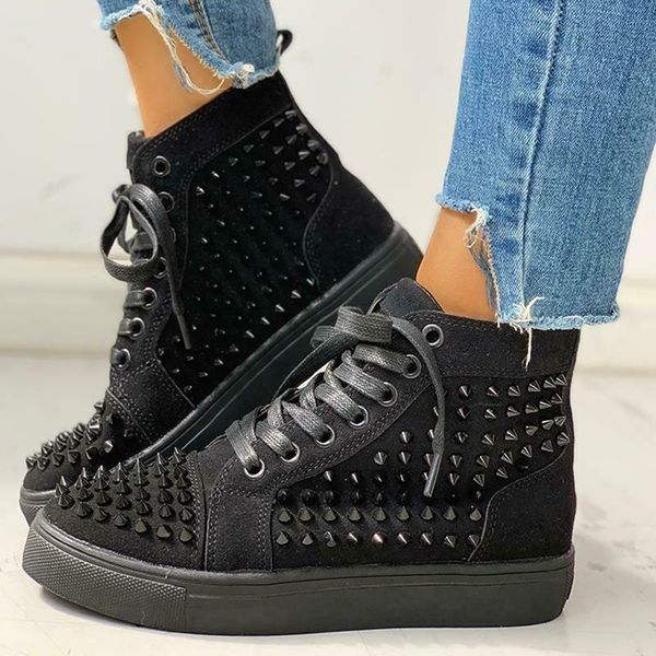 

solid studded eyelet sneaker lace-up casual flat martin boots for women edf88