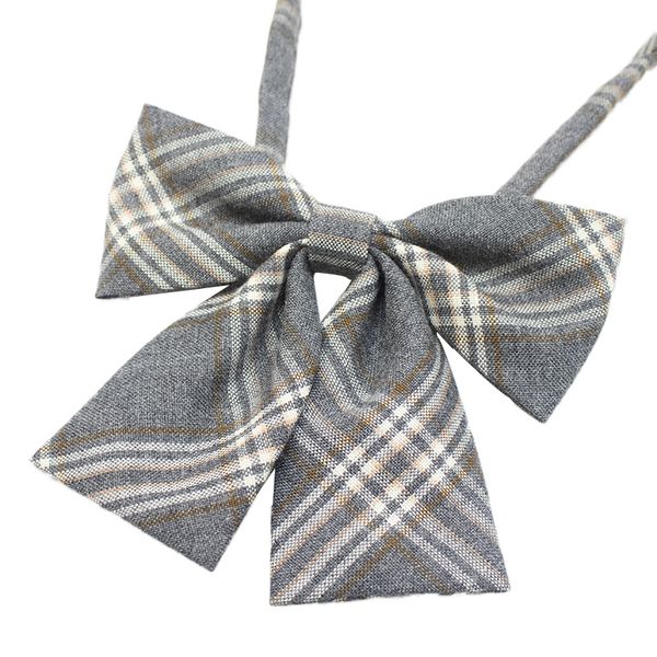 

japanese-style jk plaid bow tie tie hole-of mens and womens-style gray gold collar flower dk hole-dozen shirts uniforms plaid womens clothin, Black;gray