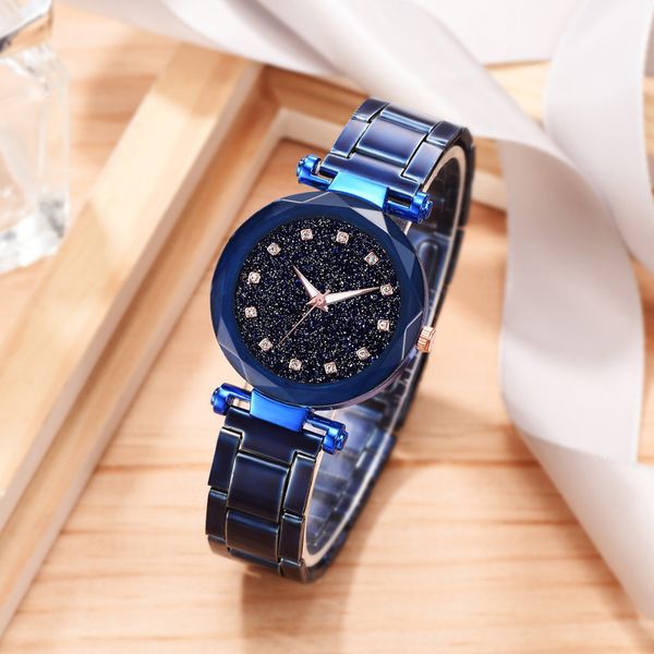 

women watches luxury multi faceted bump fashion simple star sky dial ladies steel belt quartz watch for friends horloge vrouw, Slivery;brown