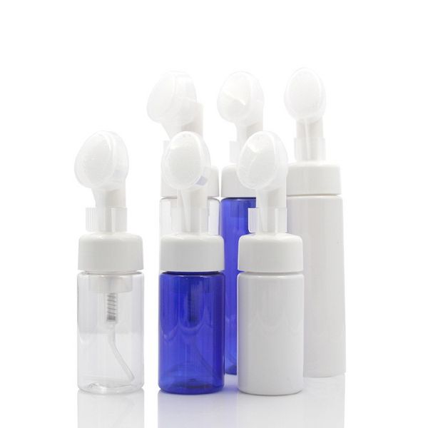 

100ml foaming mousse bottles with soft silicone cleaning brush 3 colors travel foamer bottle cosmetic pump jar 20 pieces dhl