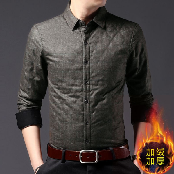 

2019 new men's thickened shirt winter fashion cotton long sleeve slim fitted padded warm shirt s-3xl, White;black