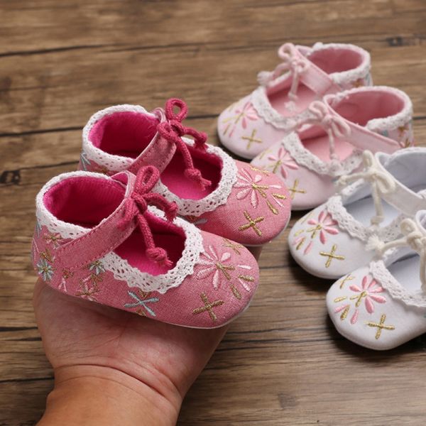 

new flower embroidery baby girls shoes cotton non-slip soled toddler shoes spring summer baby princess girl first walkers