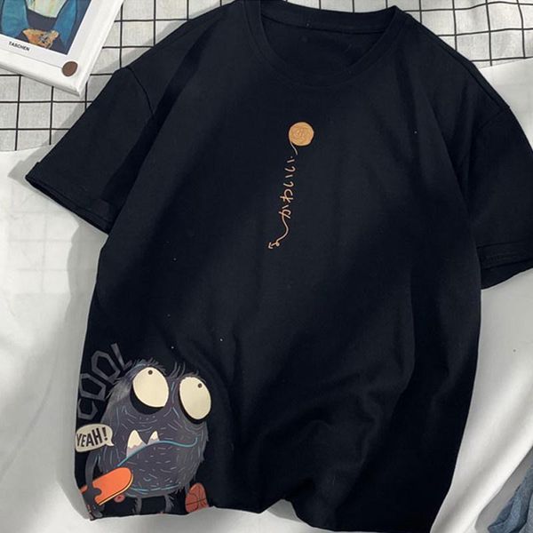 

студенты с короткими рукавами футболки мальчиков hong kong ветер тенденция ins дикие случайные короткий рукав футболки лето вокруг шеи футбо, White;black