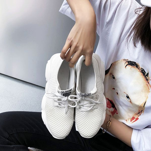 Hot Sale-Respirável tecido de malha de alta qualidade pequeno branco sapatos femininos urso sapatos selvagens leves estudante sapatos casuais primavera e outono