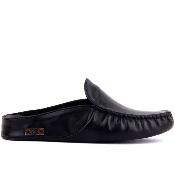 

sail-lakers genuine leather men home casual slipper, Black