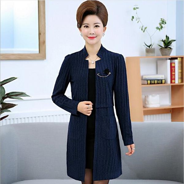 

plus size 5xl women knit cardigan coats new middle-aged clothes autumn windbreaker female casual medium long outwear qv428, White;black