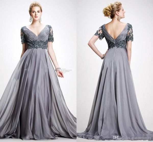 

2019 elie saab mother of the bride dresses formal dress v neck appliques chiffon floor length plus size backless gray wedding guest dress, Black;red