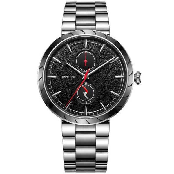 

new concise men's watch steel ultra-thin quartz watch calendar shows fire pattern business sports men's watch, Slivery;brown