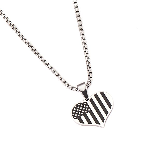 

trendy new fashion jewelry love heart design flag of the usa design pendant necklace gift for women girl, Silver