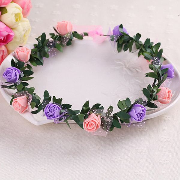 

bridal wreath flower headband crown hair band floral crown garland with snow yarn for festival wedding beach party decoration