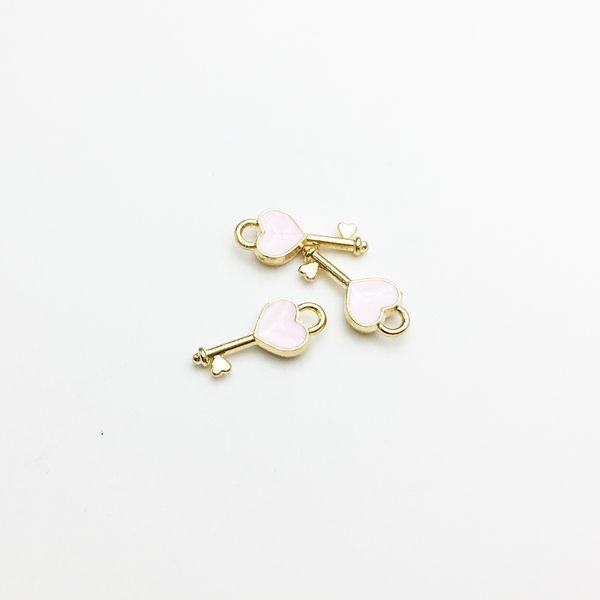 

30pcs/lot new heart shape key enamel pendant carousel charms for diy bracelet necklace, Silver