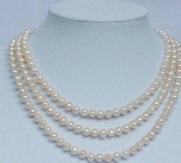 

triple strands8-9mm south sea round white pearl necklace 18"19"20, Silver