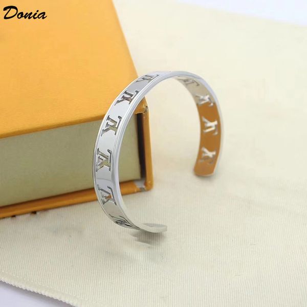 

donia jewelry party gift letter jewelry bracelet three color electroplated titanium steel bracelet european and american popular adjustable, Black
