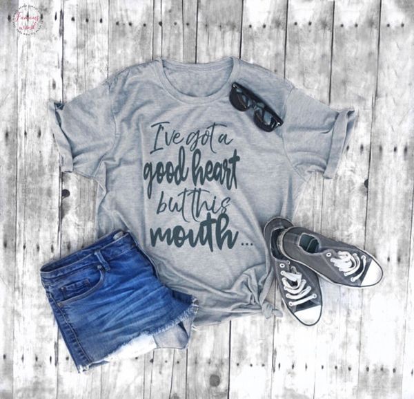 

ive got a good сердце но этот рот тенниска смешной i love иисус t shirt подарок для мамы плохие слова tee, White