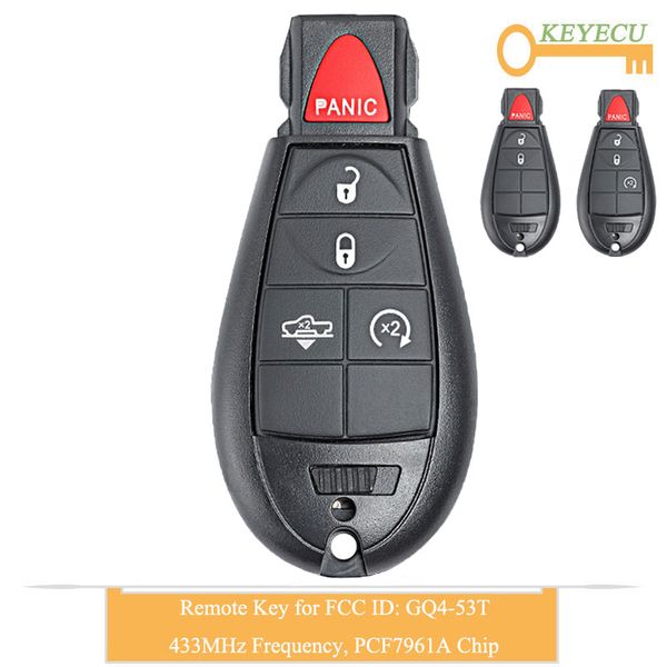 

keyecu oem remote control car key for dodge 1500 2500 3500 4500 2013 2014 2015 2016 2017 2018, fobik fob 433mhz - gq4-53t