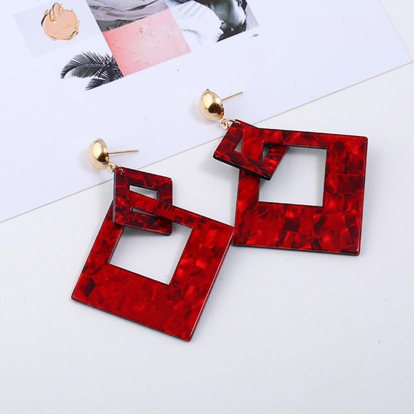 

vintage linked rhombus geometric drop dangle women stud earrings jewelry gift, Silver