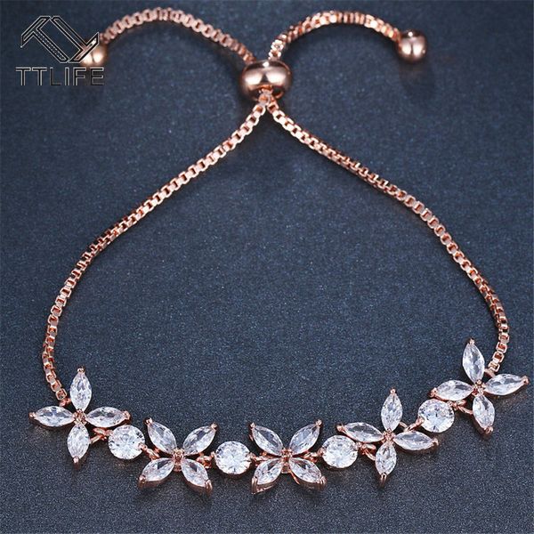 

ttlife adjustable olive leaf bracelet wedding crystal irregular charm bracelet flower claw chain girls party gift accessories, Black