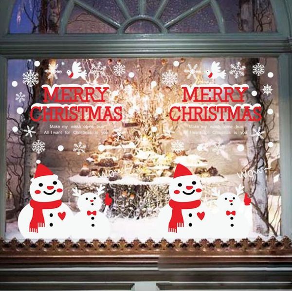 

2 styles christmas decorations snowman wall stickers window decals for new year festival indoor decor santa claus christmas stickers