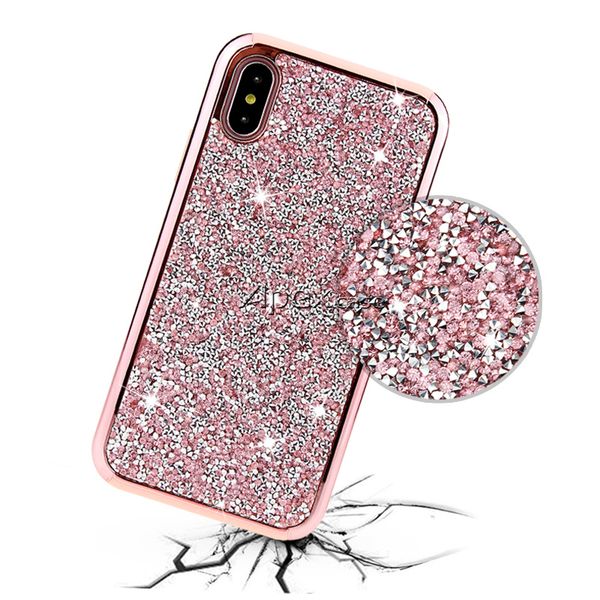 

2 in 1 luxury diamond rhinestone glitter phone case for iphone xr xs max x 8 7 6 samsung note 9