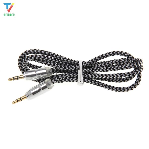 

500pcs/lot cell phones cables braided weave aux 3.5mm male stereo aux audio extendtion cables for cell phones mp3 speaker tablet