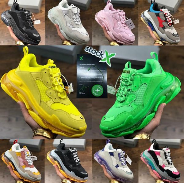 

2020 black green fashion triple s sneaker 17fw crystal bottom track trainers vintage old dad platform casual luxury shoes with stock x 12