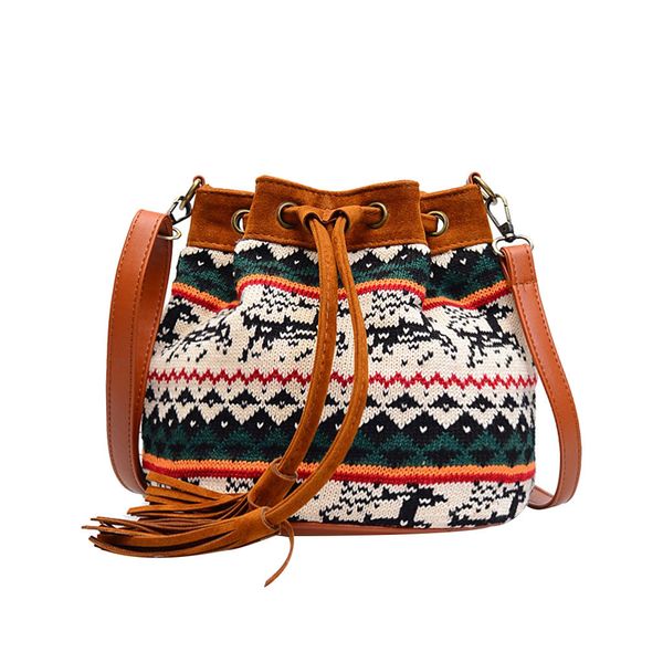 

women personalized weaving versatile shoulder bag folk-custom casual simple slung bucket bag large capacity luxury handbags