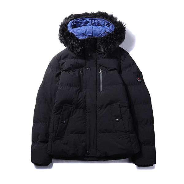 

youth men winter padding overcoat double hat big fur outdoor clothing, Tan;black