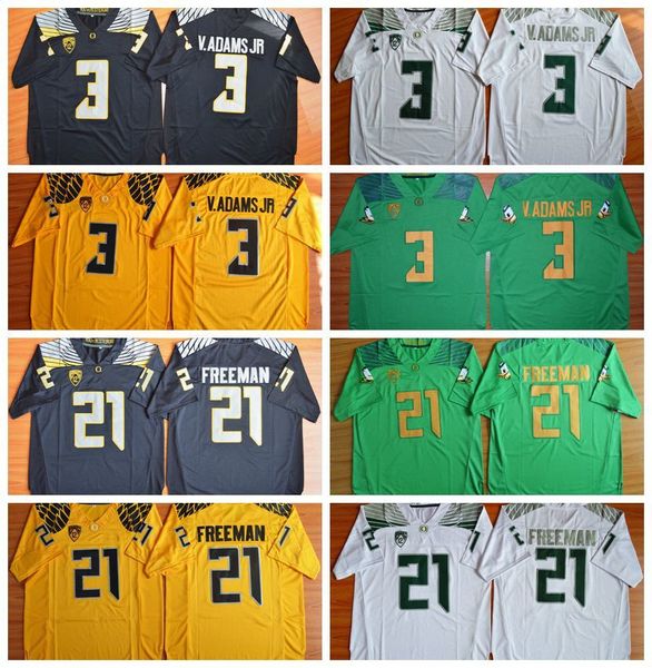 

football oregon ducks college jerseys 3 v.adams vernon adams jr 21 royce an 24 kenjon barner black white green yellow stitched logos