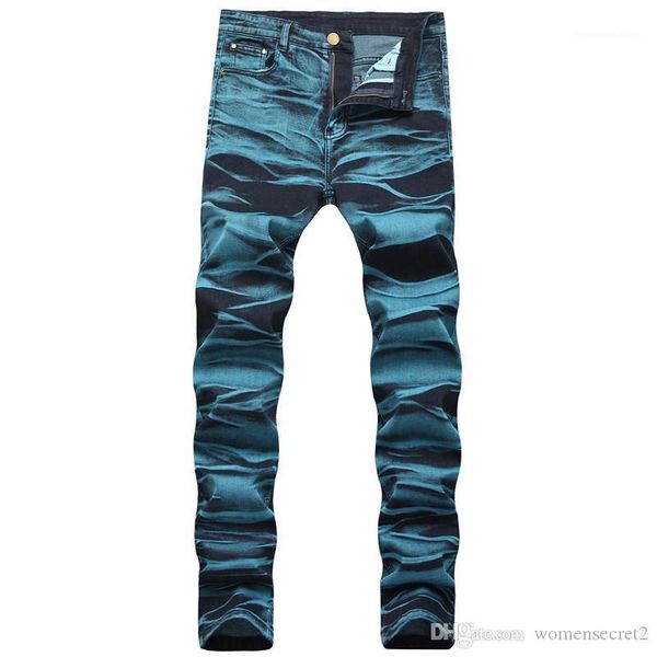 

jeans designer mid waist man long pants fashion hemme jeans blue washed zipper fly man pencil