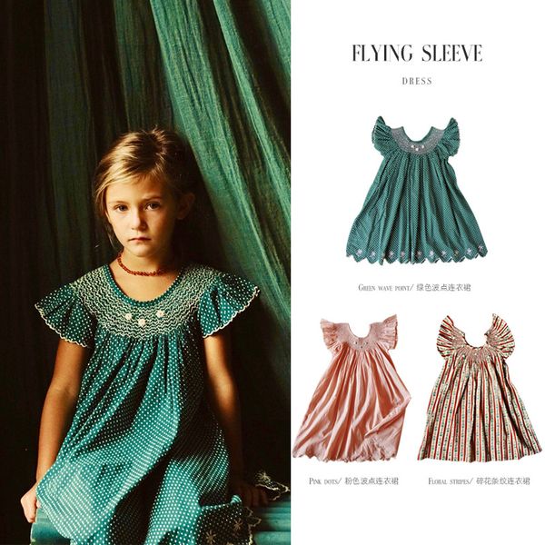 

pre-sale ins girl dress 2020 summer new bonj same series girls fresh sweet dress flying sleeve princess, Red;yellow