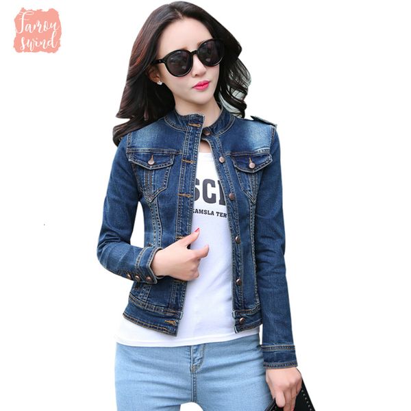 

fashion new arrival jacket womens denim jackets vintage casual single short breasted coat female jean for outerwear women basic coats, Black;brown