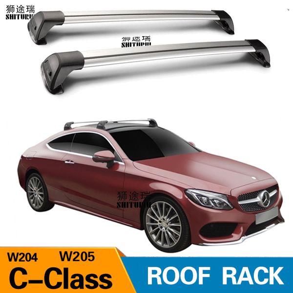 

2 pcs for - c-class w205 w204 2007+ roof bar car special aluminum alloy belt lock led shooting rack corss rack 2018