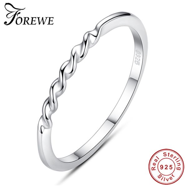

forewe new arrival 925 sterling silver ring sparkling twisted lines ring for women wedding engagement jewelry, Golden;silver