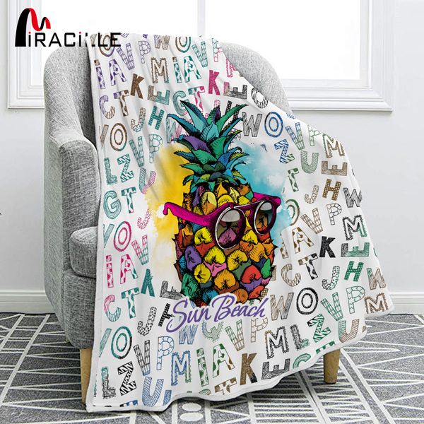 

miracille pineapple pattern fleece blankets fashionable cozy quilt blanket for home use print on demand