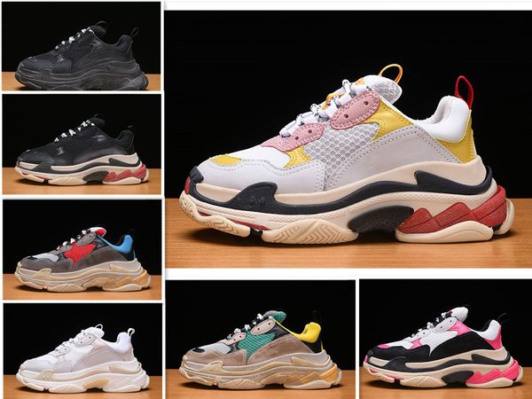 

2018Triple-S Men's Designer Running Shoes Women's Casual Luxury Brand New Black Red Green Stitching Outdoor Performance Sneakers