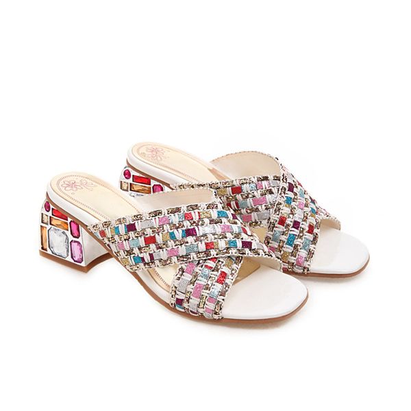 

moonmeek большой размер 34-46 новый летний кристалл площади на высоких каблуках slingback дамы выпускного вечера обувь сандалии женщин 2019, Black