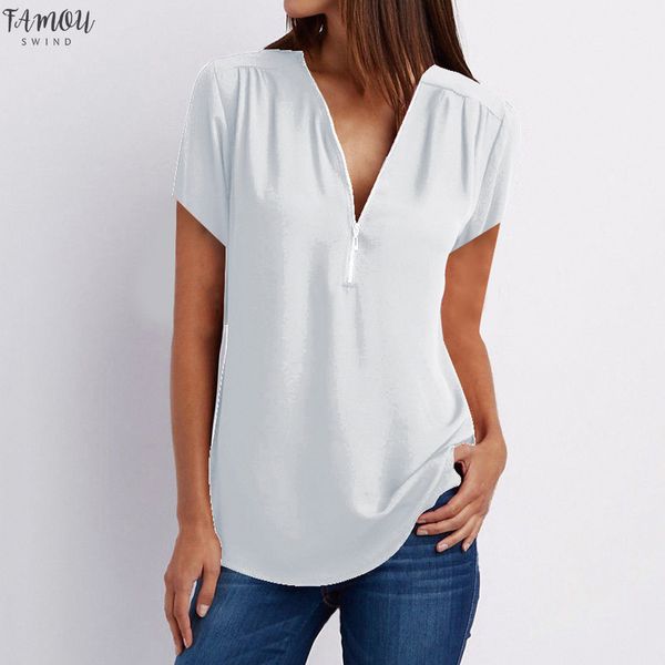 

plus size 5xl womens and blouses harajuku summer white blouse casual women clothes 2020 streetwear zipper v neck blouse