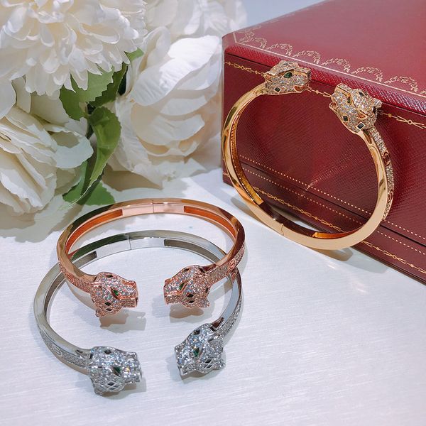 

street trend personality domineering black spotted cheetah bracelet leopard gift lovers party love shining two head