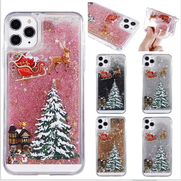 Christmas Tree Glitter Stars Liquid Quicksand Hard Phone Back Case
