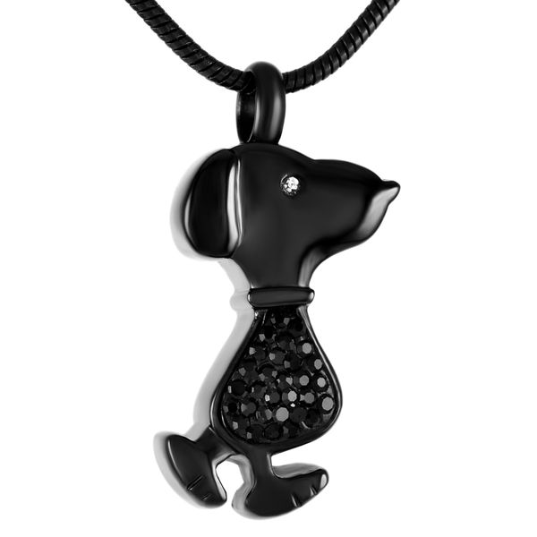 

z268 black color pet ashes into jewellery- dog cremation jewelry inlay black crystal memorial urn pendant keepsake necklace, Silver
