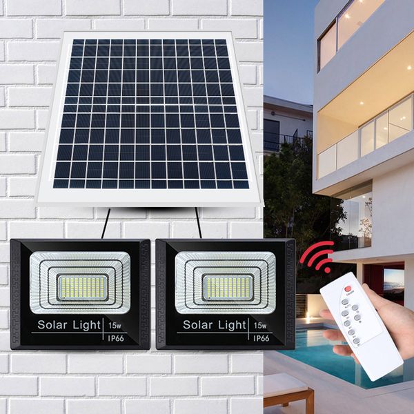 

a2 solar light double head solar lamp15 w super bright 12000 ma battery wireless outdoor waterproof garden large solar panel